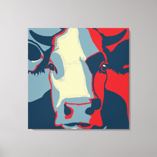 Lienzo Retro Retro Animal Wall Pop Art Cow Retrato (Anverso)