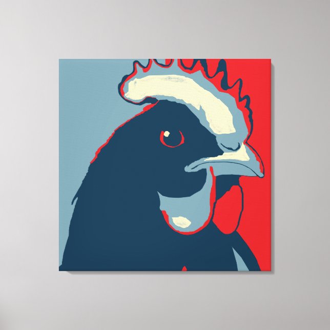 Lienzo Retro Retro Muro Animal Pop Art Chicken Retrato (Anverso)
