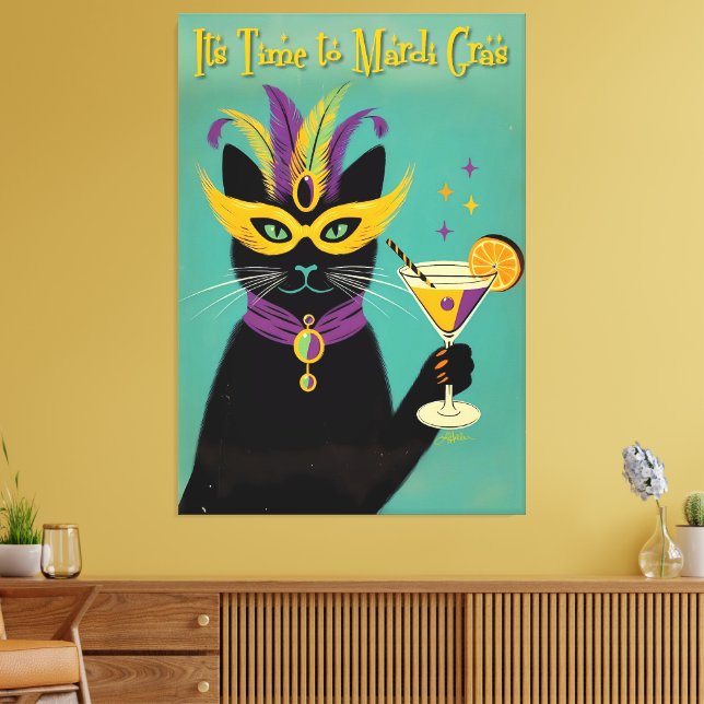 Lienzo Retro Sofisticados Es Hora de Martini de Mardi Gra (Insitu (Sala de estar))