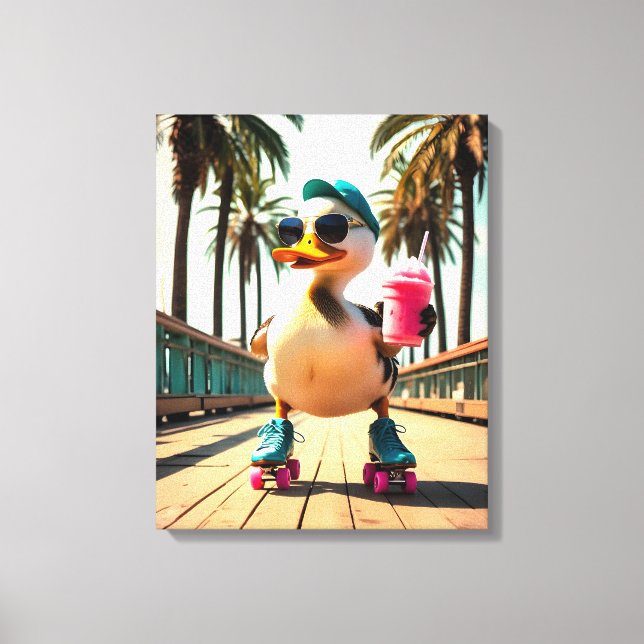 Lienzo Retro Summer Funny Roller Duck  (Anverso)