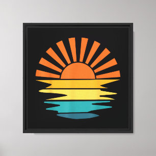 Lienzo Retro Sunset Rays Wavy Vintage Retro Sunshine Sun