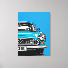 Lienzo Retro Teal Classic Car Front Pop Art Illustration