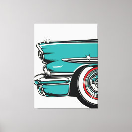 Lienzo Retro Teal Sports Car Front Pop Art Illustration