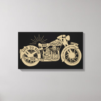 Lienzo Retro Vivir a Viajar en Motocicleta Vintage con te