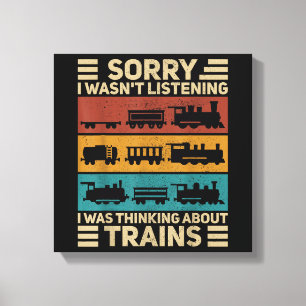 Lienzo Retro Wagon Train Lover Modelo Conductor Ferroviar