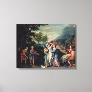 Lienzo Reunión de Jacob y Labán con Raquel, Lea y S