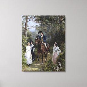 Lienzo Reunión en el bosque (por Heywood Hardy)