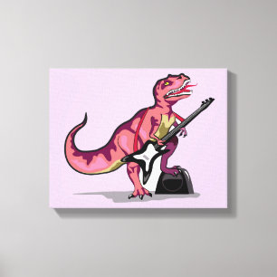 Lienzo Rex Tyrannosaurus Tocando La Guitarra.