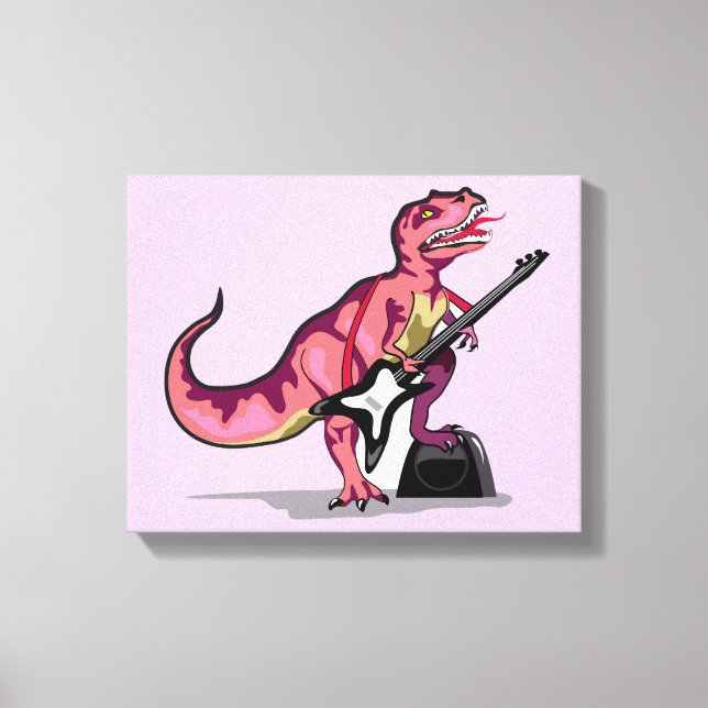 Lienzo Rex Tyrannosaurus Tocando La Guitarra. (Anverso)