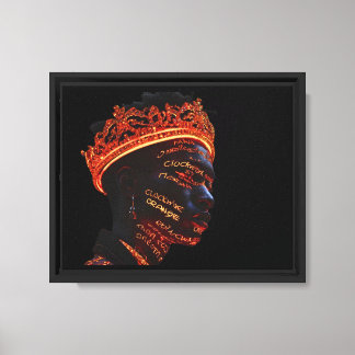 Lienzo Rey afrofuturista luminoso con corona dorada