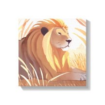 Rey León | León Macho Naturaleza Animal Acuarela