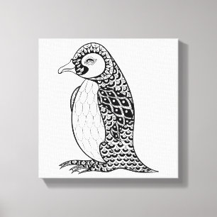 Lienzo Rey pingüino artístico Zendoodle 6