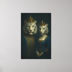 Lienzo Rey y Reina del Tigre Blanco Real – Corona de Zafi