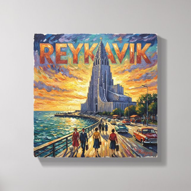 Lienzo Reykjavik Waterfront Glow Church Canvas (Anverso)