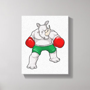 Lienzo Rhino en boxeo con guantes de boxeo