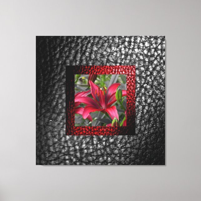 Lienzo Rich Faux Gray Leather Collection - 1Red Floral (Anverso)