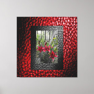 Lienzo Rich Faux Leather Collection - Red Floral Design 1