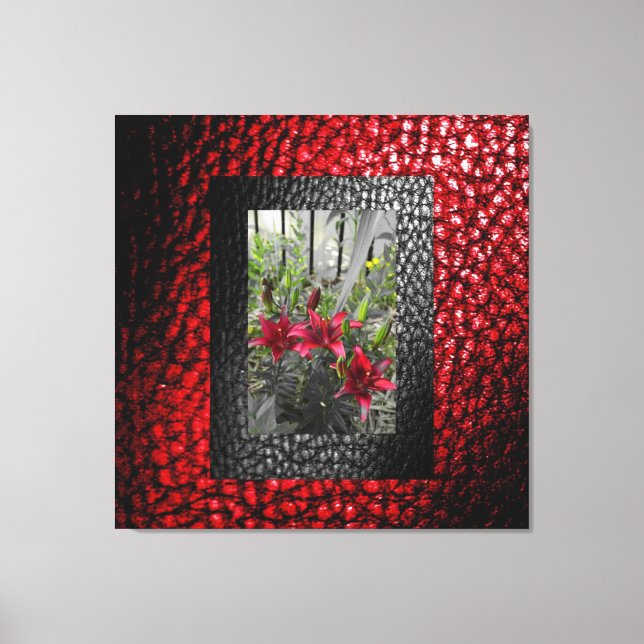 Lienzo Rich Faux Leather Collection - Red Floral Design 1 (Anverso)