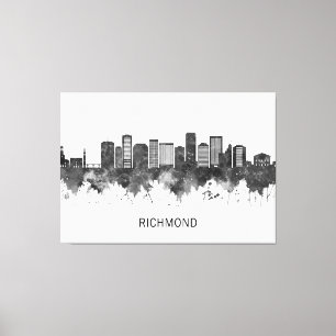 Lienzo Richmond Virginia Skyline BW