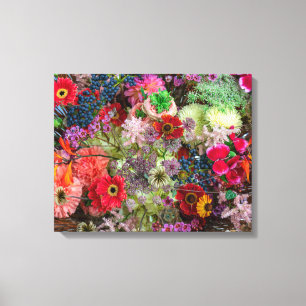Lienzo Rico ramo floral de otoño con gerberas y bayas