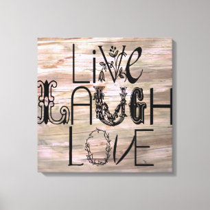 Lienzo Ríe viva ama los rústicos paneles de madera de l