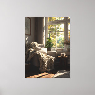 Lienzo Rincón de Otoño con Sillón Beige