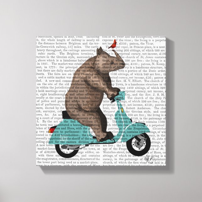 Lienzo Rinoceronte en Moped (Anverso)