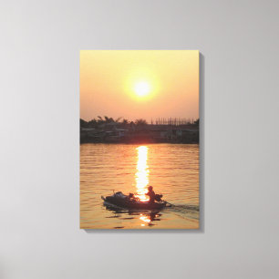 Lienzo Río Chao Phraya Atardecer ... Ayutthaya, Tailandia
