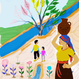 Lienzo Río de las Raíces: La vida en flor