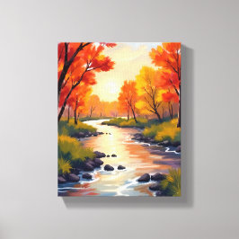 Lienzo Río de Otoño | Aquarela de la Naturaleza del Folla
