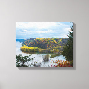 Lienzo Río Misisipi y bosques durante el otoño