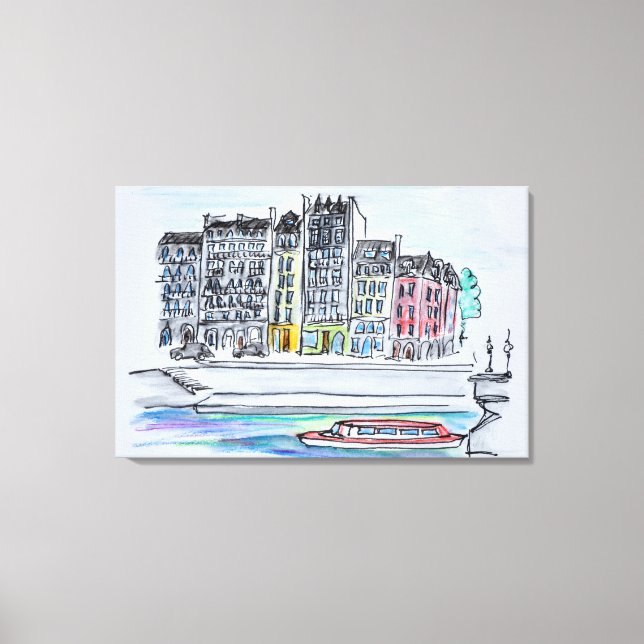 Lienzo Río Sena | Isla de Saint-Louis, París (Anverso)