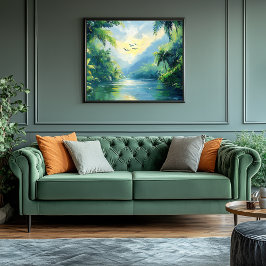 Lienzo Río Tranquilo Elojándose a través de una densa jun