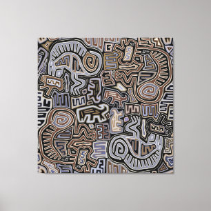 Lienzo Ritual de Serpiente Peyote Chamán Espíritus