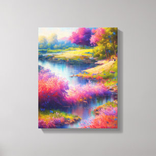 Lienzo Riverbank con flores vibrantes