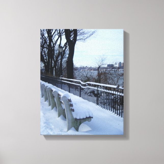 Lienzo Riverside Park NYC Winter Snow New York City Photo (Anverso)
