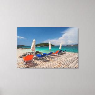 Lienzo Riviera albanesa, Ksamil, ciudad frente a la playa