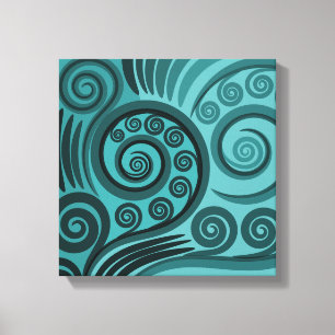 Lienzo Rizo de hoja de helecho botánico abstracto azul tu