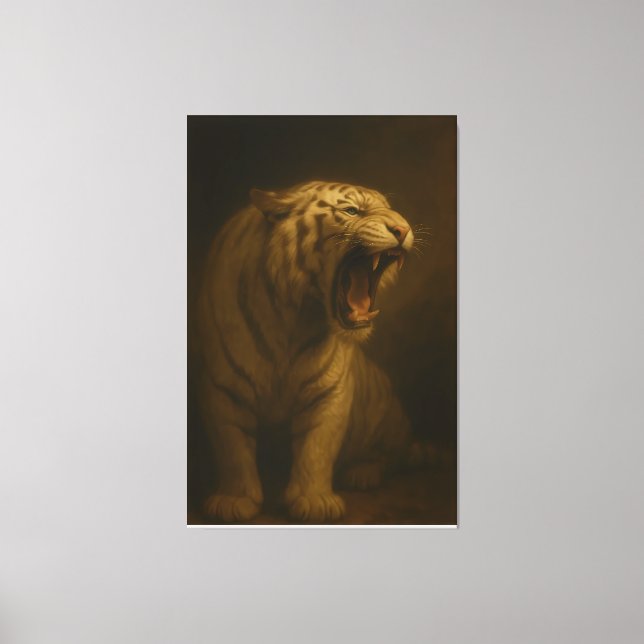Lienzo Roaring White Tiger – Fine Art Premium Canvas Prin (Anverso)