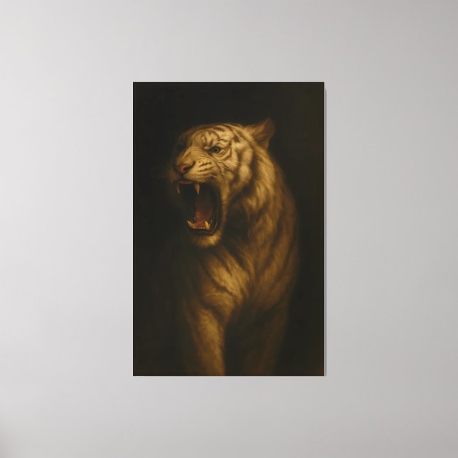 Lienzo Roaring White Tiger – Fine Art Premium Canvas Prin (Anverso)