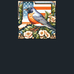 Lienzo Robin y Flor Americanas de estilo Art Deco<br><div class="desc">Robin y Flor Americanas de estilo Art Deco. Un regalo ideal para cualquier amante de la naturaleza o de los animales.</div>