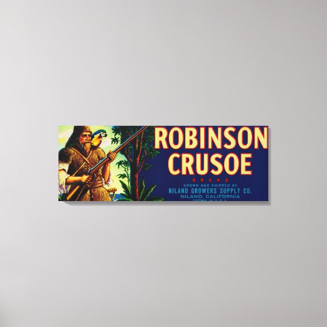 Lienzo Robinson Crusoe Melon LabelNiland, CA (Anverso)