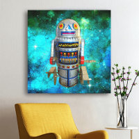 robot de juguete metalizado galaxia de burbuja azu