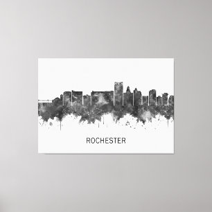 Lienzo Rochester Minnesota Skyline BW