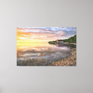 Lienzo Rock Island Boathouse grande de tela