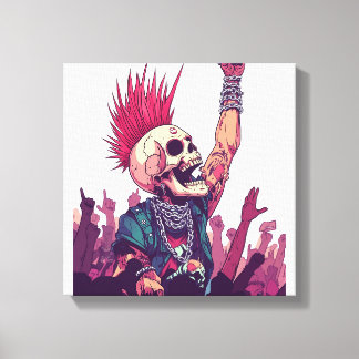 Lienzo Rock N� Skull � Funny Punk Skeleton Concert