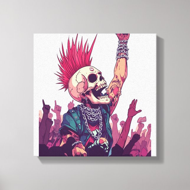 Lienzo Rock N� Skull � Funny Punk Skeleton Concert (Anverso)