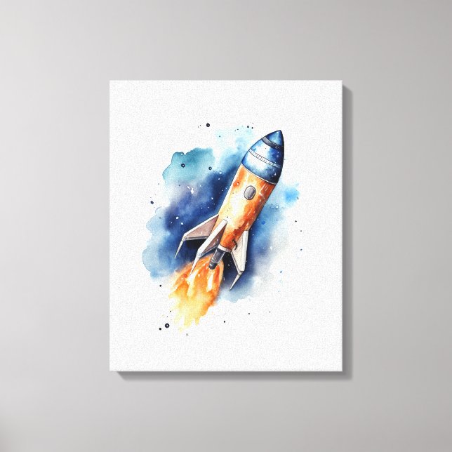 Lienzo Rocketship volando a través de estrellas Nursera d (Anverso)