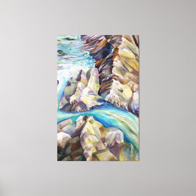 Lienzo Rocky Mountains Rocks and Crystal River Painting (Anverso)