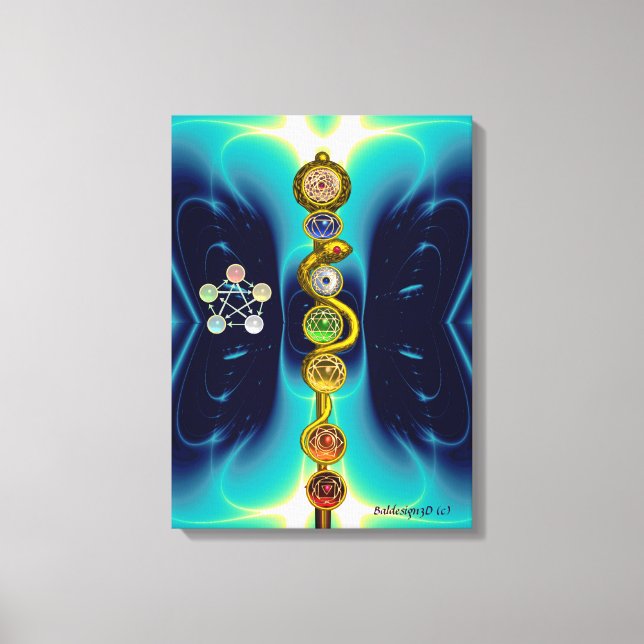 LIENZO ROD DE ASCLEPIUS 7 CHAKRAS,YOGA ,ENERGÍA ESPIRITUA (Anverso)